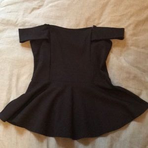 Papaya Black Off-The-Shoulder Peplum Top